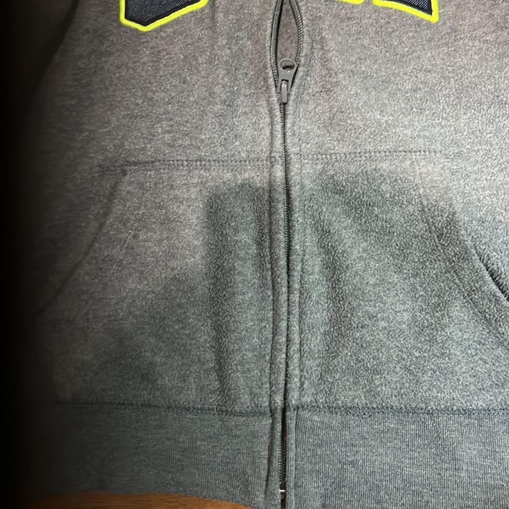 Gap Fleece Jacket Hoodie size large Grey and Neón Gap logo Zip Sweater - Picture 4 of 7